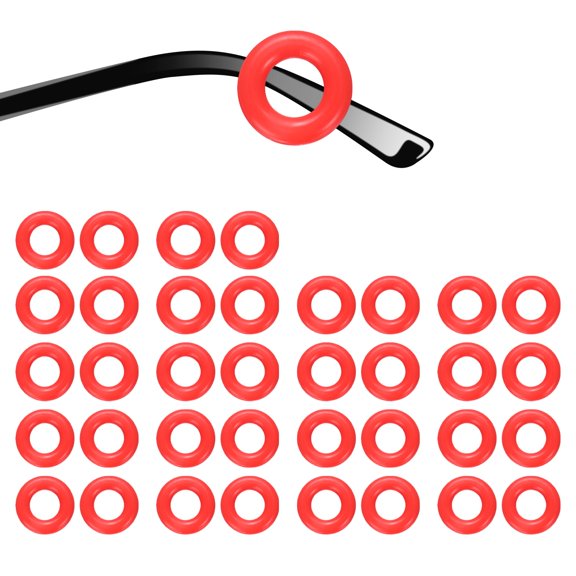 18 Pairs Glasses Ear Grip 0.52" Silicone Ring Type Eyewear Retainer, Red