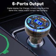 6 Ports Car Charger Fast Charging PD Car Phone Charger Type C Adapter in Car