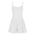 thumbnail image 4 of Yindaity Womens Athletic Workout Romper Summer Casual Spaghetti Strap Double Lined Short Jumpsuits Tennis Outfits White,2XL, 4 of 4