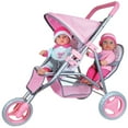 thumbnail image 5 of Lissi: 11" Twin Baby Dolls & Jogger Set - Pink & Blue Animal Outfits - 2 Seat Foldable Stroller, Storage Basket, Lightweight, Roleplay Toy, Kids 3+, 5 of 6
