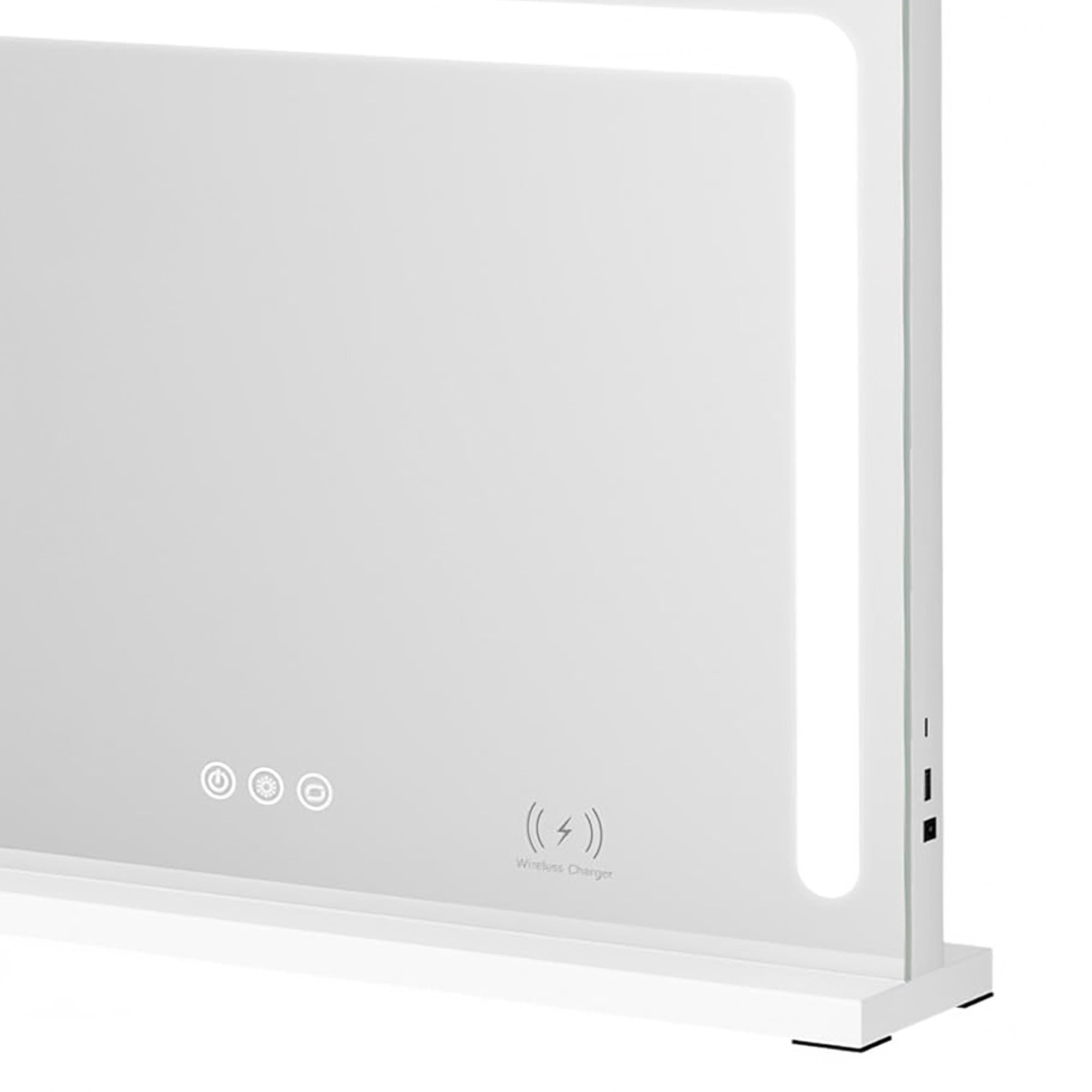 Uforic 23''x17'' Vanity Mirror with LED Lights & USB, Vanity Makeup Mirror with Bluetooth Tabletop Wall Mount, Led Mirror Makeup with 3-Color Lighting, White
