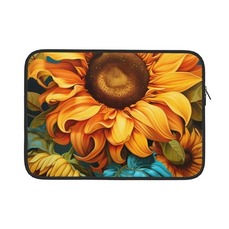 Cauagu Deep Yellow Colorful Sunflower Print Laptop Sleeve Case Laptop Cover Portable Laptop Sleeve Briefcase Carrying Computer Bag Fits for 13-15 MacBook/HP/Dell/Lenovo/Acer-13 inch