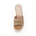 thumbnail image 4 of Women's thick-soled wedge-heeled sandals with hemp bottom, chain link, raffia weaving strap, one-step slip-on, summer casual shoes, thick-soled slippers, 4 of 5
