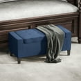 thumbnail image 4 of Ottomans With Storage HOMCOM Storage Ottoman, Linen Upholstered Storage Bench with Lift Top and Button Tufted for Living Room, Dark Blue,Living Room Ottomans, 4 of 10