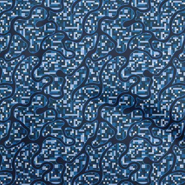 oneOone Cotton Poplin Medium Blue Fabric Abstract Dress Material Fabric Print Fabric By The Yard 42 Inch Wide