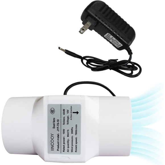 Ventilador Conducto 3 "En Línea, Extractor Aire 10W for Baño Extractor Ventilación 12V for Cocina Baño Ventilación Habitación Sótano Invernadero,Normal power