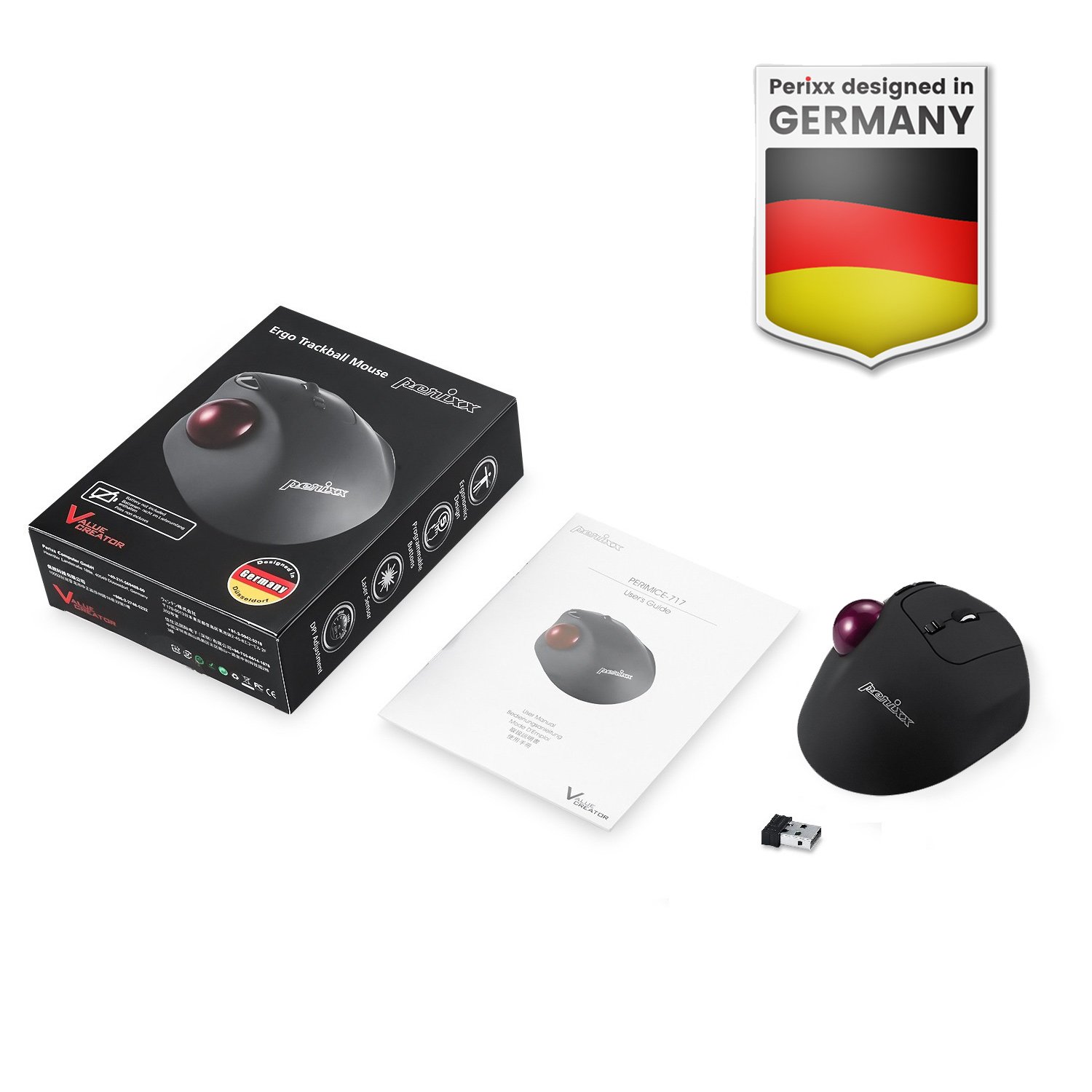 Perixx Perimice-717 Wireless Trackball Mouse, Ergonomic photo 4