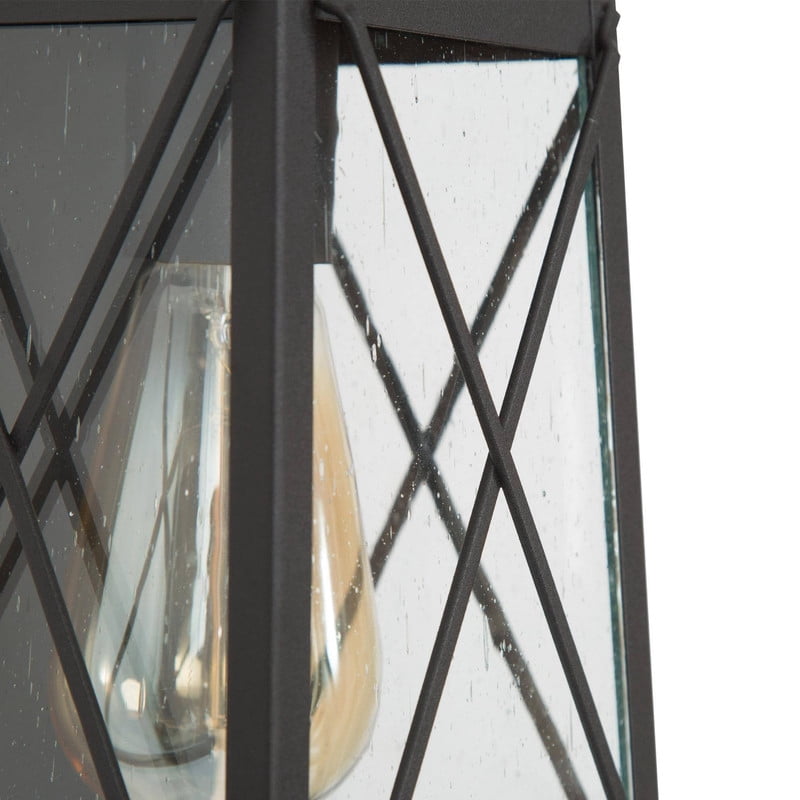 LNC 2-Pack Black Square and Round Outdoor Wall Lights with Seeded Glass