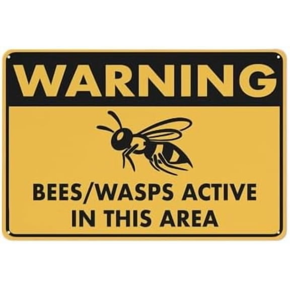 Warning Bees Wasps Active In This Area Sign Outdoor Signs Aluminum 12X8 Inch Uv Ink Printed For House And Business