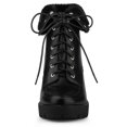 thumbnail image 4 of Unique Bargains Bottines à Plateforme à Talon Épais à Lacets Pliables pour Femmes, 4 of 7
