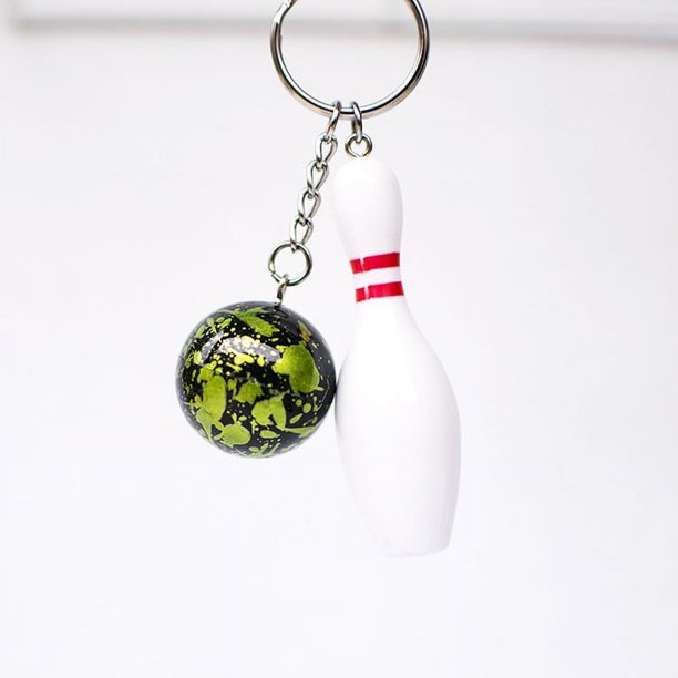 Llavero colgante de bolos de simulación, artículos deportivos, llavero blanco de bolos, recuerdos para fanáticos de los deportes
