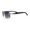 thumbnail image 6 of Rimless Luxury Narrow Rectangle Woodbuff Arm Fashion Sunglasses Gold Black - Smoke, 6 of 8