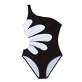 thumbnail image 3 of uikmnh High Elasticity One Shoulder Floral Design Solid Color Swimsuit for Big Girls and Bathing Suit Color:Black,Size:13-14 Years, 3 of 8