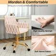 thumbnail image 6 of Velvet Home Office Chair, Modern Height Adjustable Cute Vanity Chair, 360° Swivel Makeup Chair with Golden Base and Hand Woven Backrest for for Bedroom/Study/Vanity(Light Pink), 6 of 16