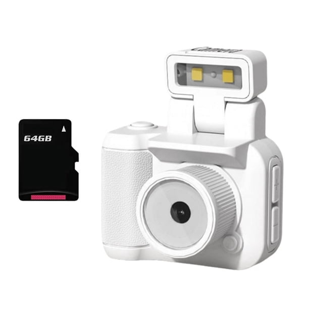 Cámara Mini SLR Cmos de 64 GB con Luz de Flash y Base de Carga, Grabadora de Video Portátil DV 1080P con Pantalla LCD