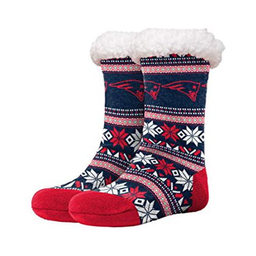 FOCO NFL Licensed New England Patriots Fair Isle Footy Non-Skid Bottom