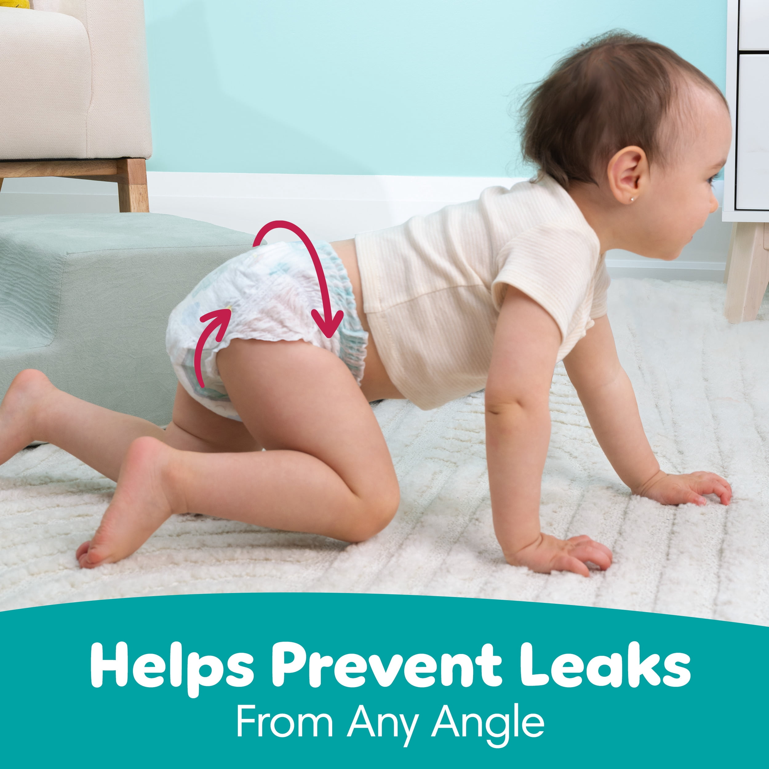 Pampers Diapers - Swaddlers 360° - Size 7, up to 100% Leakproof Comfy Dry Fit, EZ Off Tabs Designed for Easy Changes, Pull On Diaper