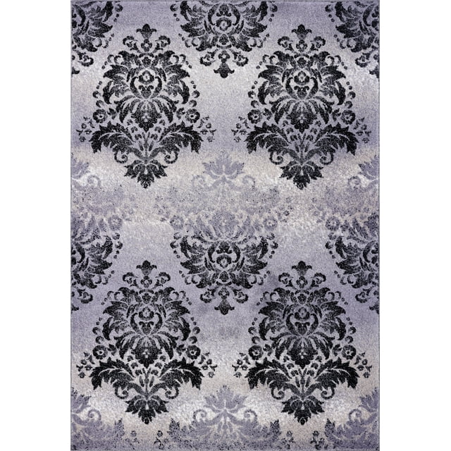 LaDole Rugs Black Grey Persian Area Rug, 5' x 7', Medium Pile Height, 1 Count