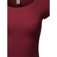 thumbnail image 4 of A2Y Women's Basic Solid Printed Scoop Neck Cap Sleeve Fitted Crop Rayon Top Tee Shirt Burgundy L, 4 of 4