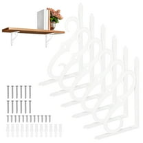 6-Pack Shelf Brackets, 10 Inch Long Iron Wall Mount Shelf Support Bracket for Home/Kitchen/DIY Decorative [White]