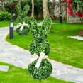 thumbnail image 4 of Decorr Bunny Topiary, 35.4" Boxwood Bunny Topiary with Bow Bunny Topiary Outdoor, Easter Decorations for Garden, Patio, Front Porch Decor, All-Weather Holiday Decoration, 4 of 9