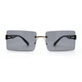 thumbnail image 2 of Mens Classic Minimal Thin Rectangle Rimless Sunglasses All Black, 2 of 4