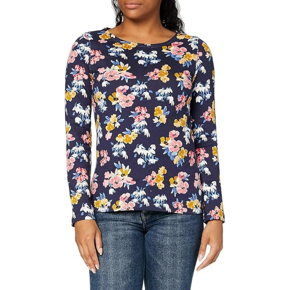 Joules Women's Harbour Print Long Sleeve Jersey Top (Navy Floral, 6/Small)