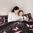 thumbnail image 4 of Homewish Bling Letter H Bedding Comforter Set 7-Piece, Black Pink Romantic Butterfly King Bedding Sets, Teen Kid Girl Female Reversible Bed Sheets, Ultra Soft Bedroom Decor, 4 of 7