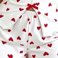 thumbnail image 6 of Liweisiy Women's Heart Print 2 Piece Pajama Sets Lapel Split Front Tops Elastic Waist Bow Shorts Graphic Trendy Sleepwear Red L, 6 of 6