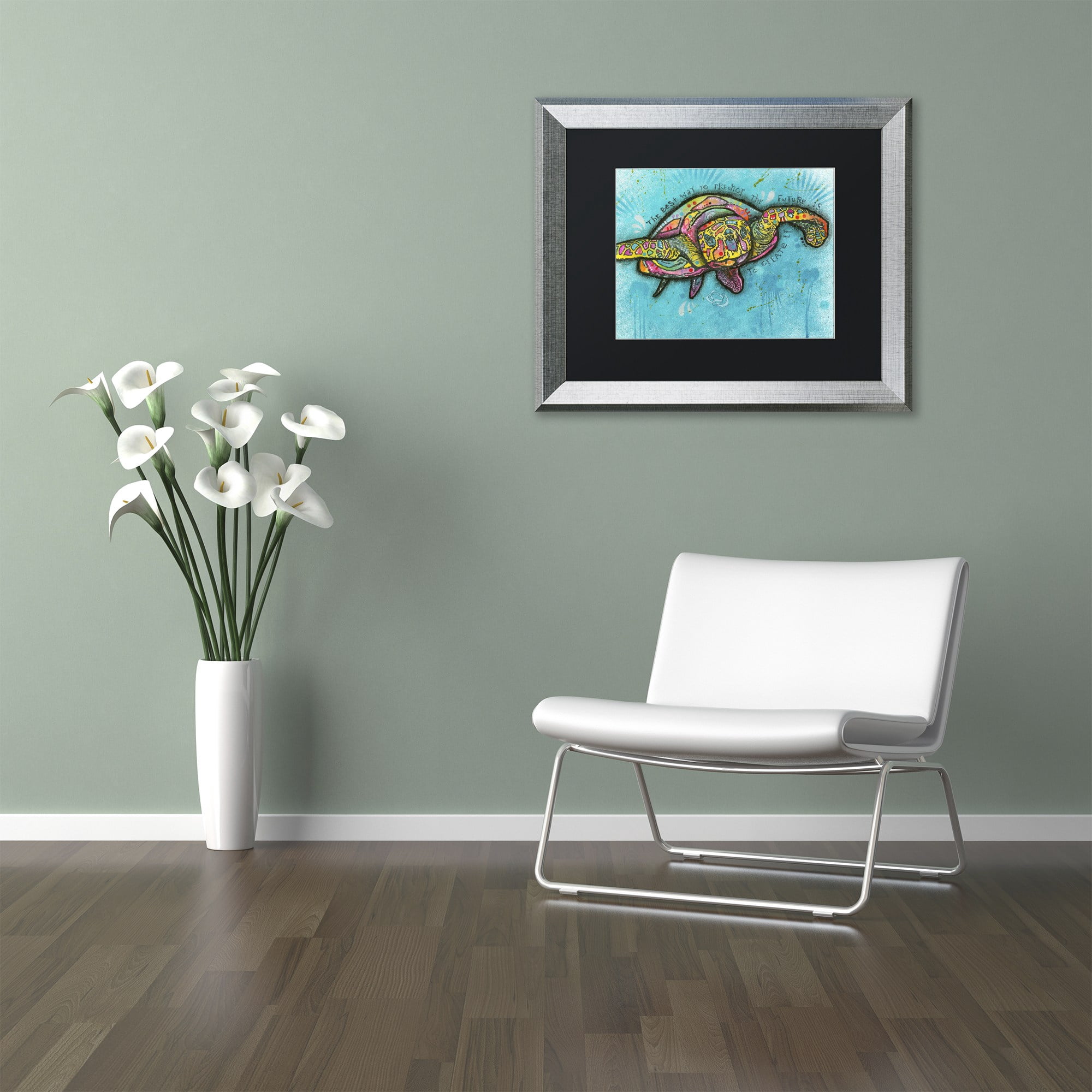 Trademark Fine Art "Turtle" Canvas Art by Dean Russo, Black Matte, Silver Frame