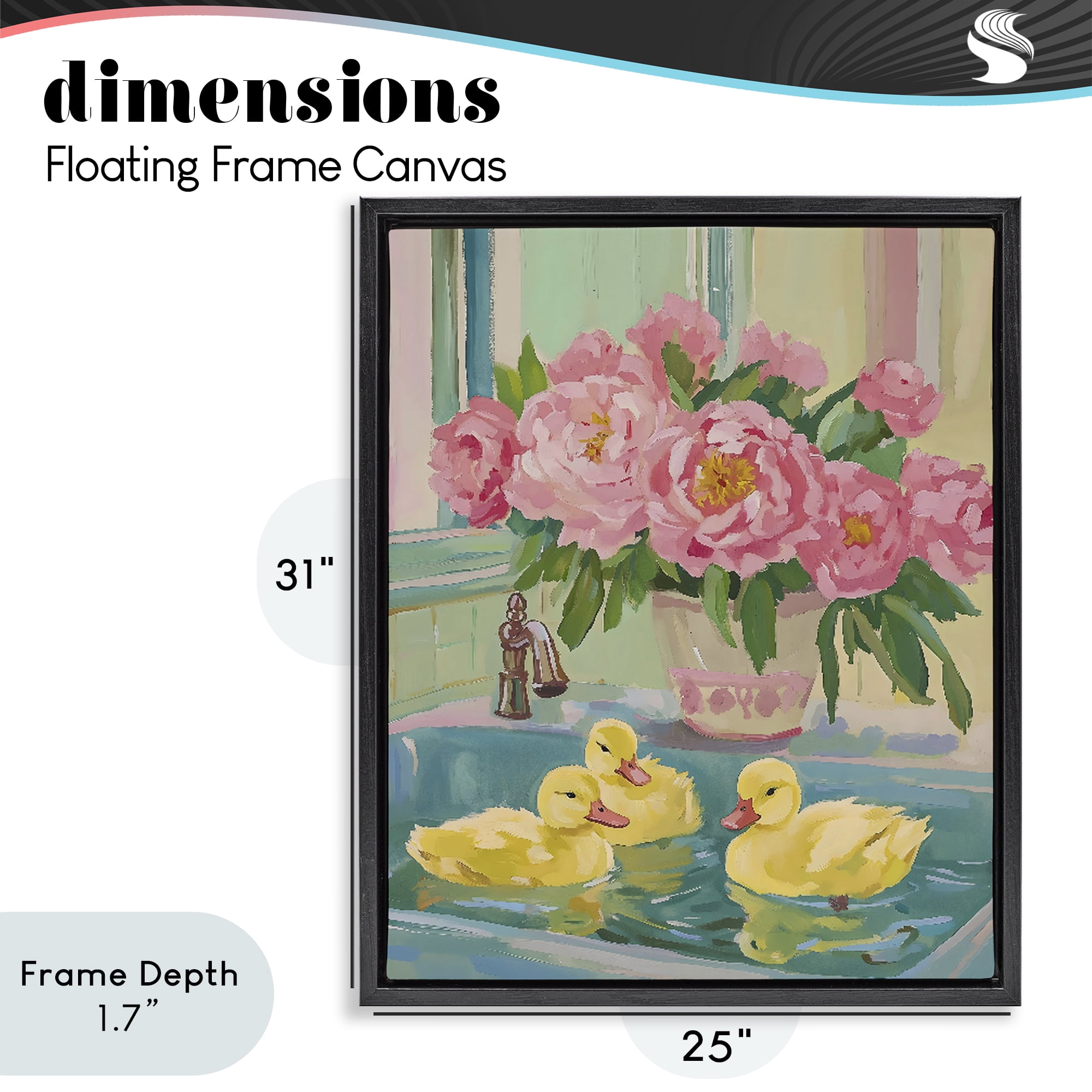 Stupell Industries Ducks in Sink Bath Black Framed Floater Canvas Wall Art, design by The Prints Vibe