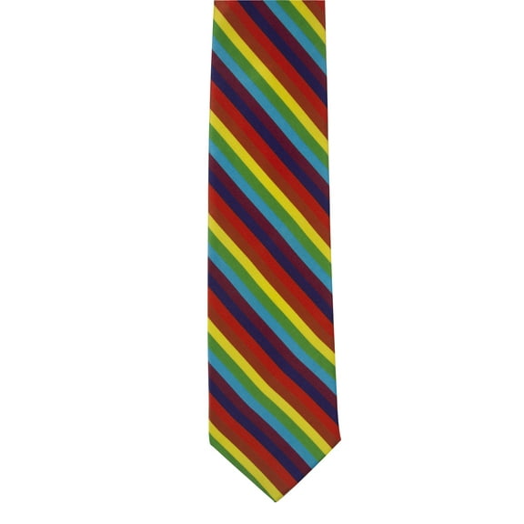 Rainbow Striped Thin Style Men's Hand Made Neck Tie