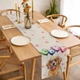 thumbnail image 3 of Valentine's Day Table Runner - 70 Inch Long, Kitchen Dining Table Runner Dresser Scarves, Cute Dog Love Balloon Rose Rustic Beige Farmhouse Decor for Coffee Tables Wedding Party Banquet, 3 of 8