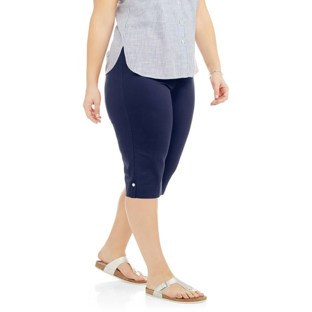 Women's Plus-Size Pull-On Bling Tab Capri - Walmart.com