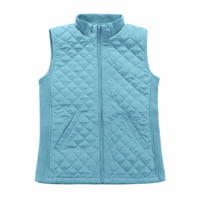 Bienoze Gilet Matelassé Léger pour Femme, Doudoune Rembourrée, Mode, Fermeture Éclair, Veste Décontractée, Bleu Pâle, 2TG