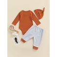 thumbnail image 4 of Qiylii Infant Baby Girls 2Pcs Fall Outfit, Letter Romper Tops+Stripe Fox Pants+Hat, 4 of 8