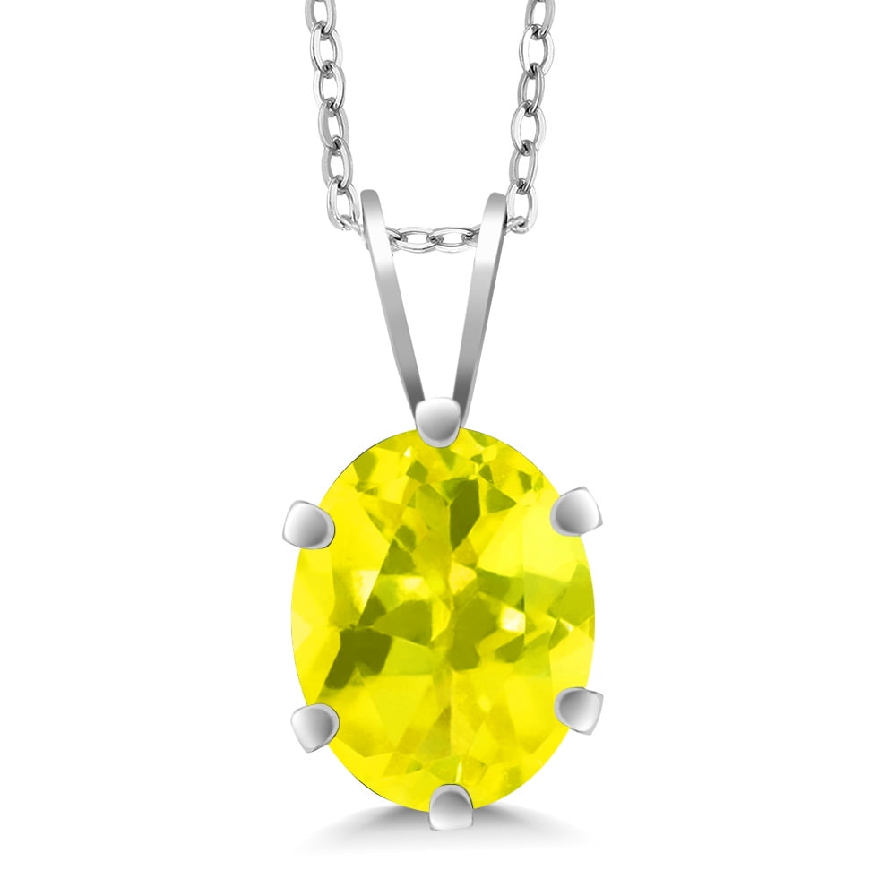 Gem Stone King 2.30 Ct Oval Shape Canary Mystic Topaz 925 Sterling Silver Pendant