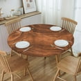 thumbnail image 4 of Round Fitted Tablecloth,Walnut Wood Texture, Elastic Edged Table Cover, Outdoor & Indoor, Picnic, Patio, Lodge Party Decor Present, Tablecloth Size 50"(Fit for 38.2"-42.1" Table), 4 of 4