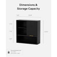 thumbnail image 5 of EYYTHUNG Fluted Wall-Mounted Cabinet Bathroom Modern Medicine Cabinet with Sliding Door Adjustable Shelf Wood Storage Cabinet, Black, 5 of 9