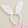 thumbnail image 5 of Okbabeha Newborn Baby Boy Girl Easter Outfit Fuzzy Embroidered Romper Short Sleeve Bodysuit Jumpsuit with Bunny Ears Headband, 5 of 9