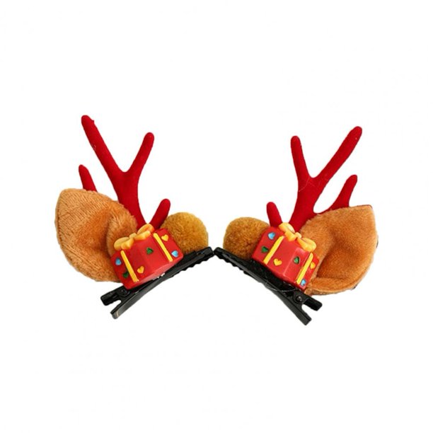 Pinza de pelo de cuernos de Reno navideño para mujeres y niñas, horquilla de Papá Noel de alce lindo, accesorios para el cabello de princesa, 1 par