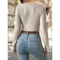 thumbnail image 3 of Women's Velvet Pitted Knit Long Sleeve Top, Sexy Fashionable Top for Women, Soft and Comfortable Pullover Shirt, 3 of 3