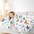 thumbnail image 4 of Homewish Cartoon Flower Butterfly Bedding Comforter Set,Rustic Floral Twin Comforter Sets,White Green Purple Bedding Set For Girls Teens,Ultra Soft Home Decor Reversible,2 Pieces, 4 of 8
