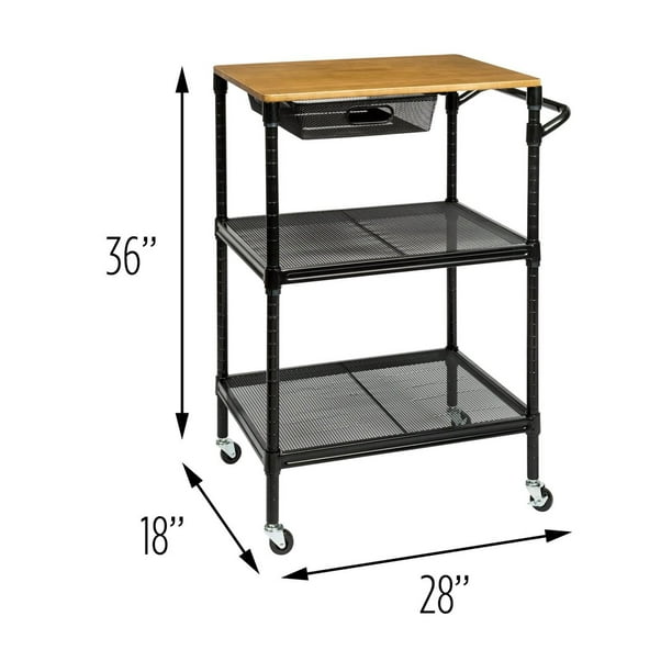 Honey Can Do 36 Inch Kitchen Cart With, Cart With Wheels And Shelves