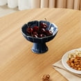 thumbnail image 5 of CUTICATE Ceramic Footed Bowl Decorative Bowl Multifunctional Lotus Shaped Dessert Cake Serving Bowl for Kitchen Home Room BLue, 5 of 7