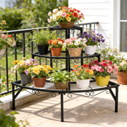 Wisfor 3 Tier Corner Plant Stand Metal Flower Display Rack for Indoor Outdoor,Sleek Black,23 Height