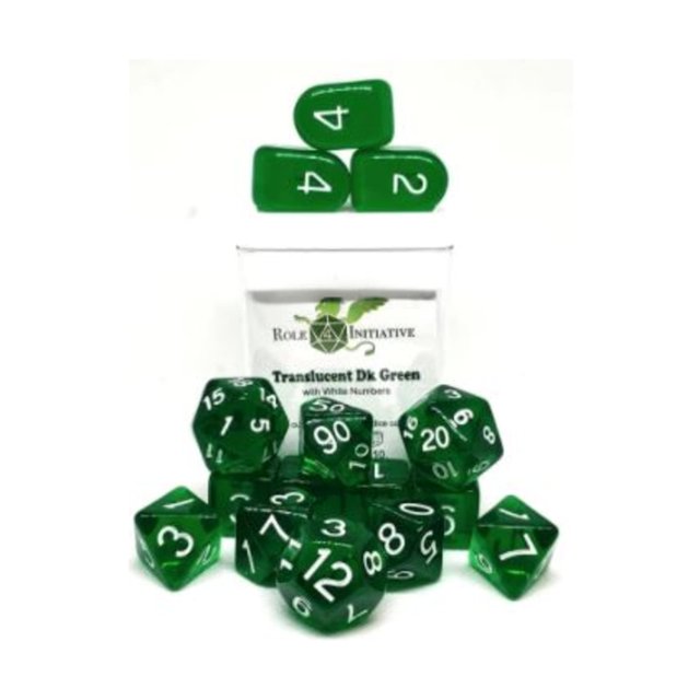 Set de dados Role 4 Initiative R4I con Arch'd4, color verde oscuro translúcido