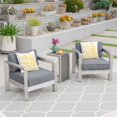 thumbnail image 2 of Noble House Aviara 3 Piece Outdoor Wicker Top Conversation Set in Silver, 2 of 13