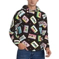 thumbnail image 2 of Uemuo Colorful Retro Tape Pattern Men's Hoodie - Casual Pullover Hoodie with Kangaroo Pocket, Stylish Hooded Sweatshirt for Everyday Wear-Medium, 2 of 7