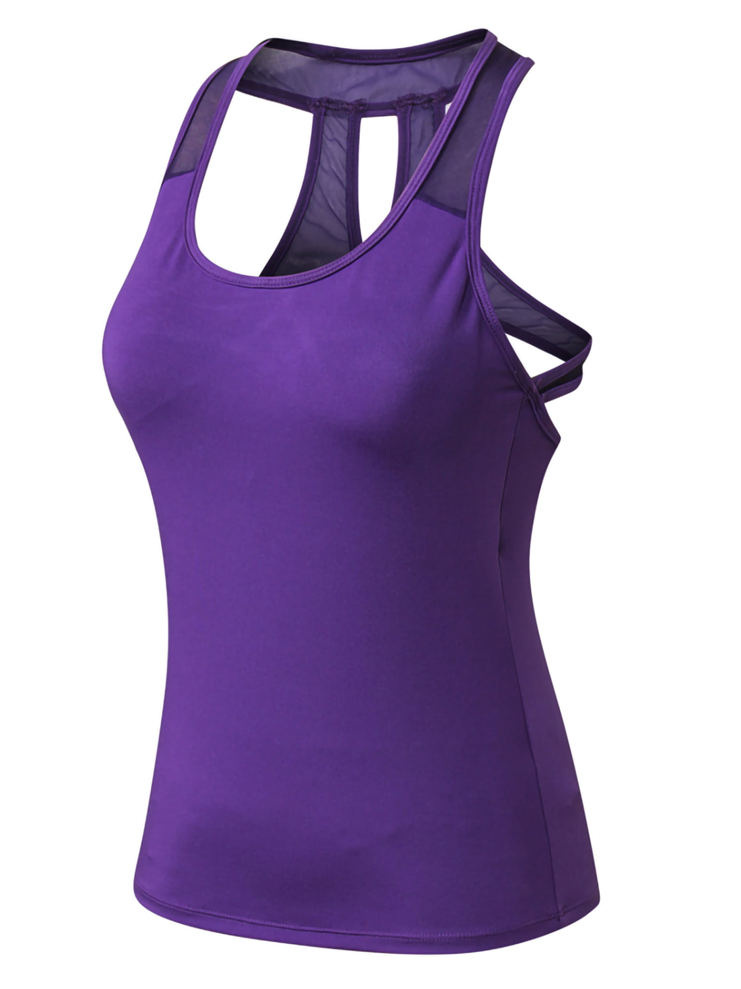 VUTRU Workout Tank Tops Built in Bra Strappy Athletic Yoga Tops Athletic Workout Clothes 2 in 1 Tanks for Women